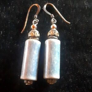 Elegant Blue Stone and Silver tone Earrings